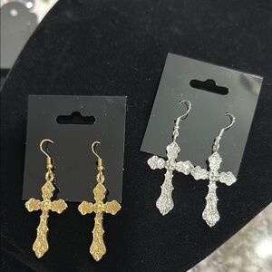 ☘️Elegant Gold or Silver Cross Earrings